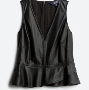 NWT Vegan Leather Peplum Top